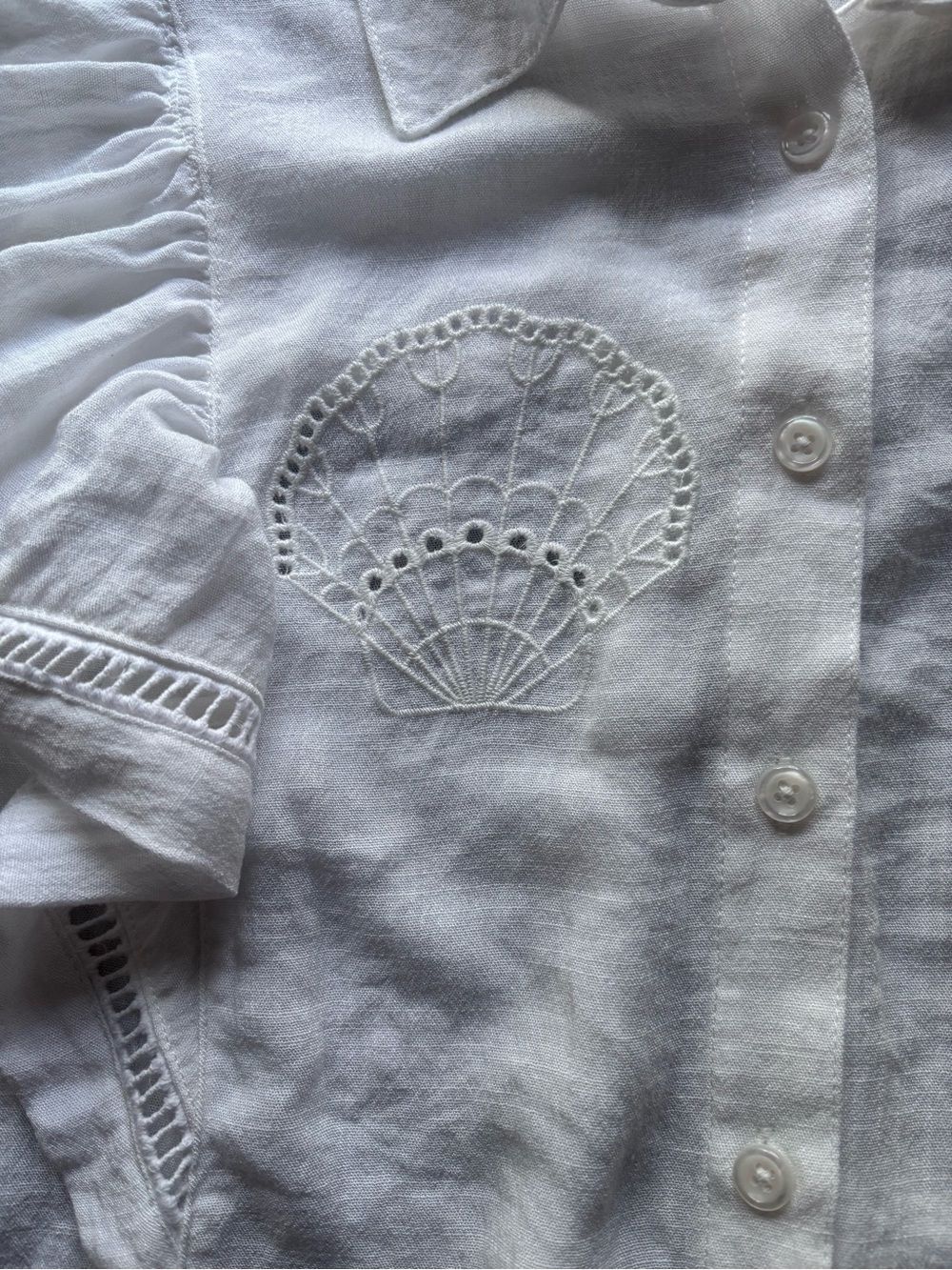 Calypso St. Barth White Embroidered Blouse Seashell Beachwear Small - Picture 6 of 9